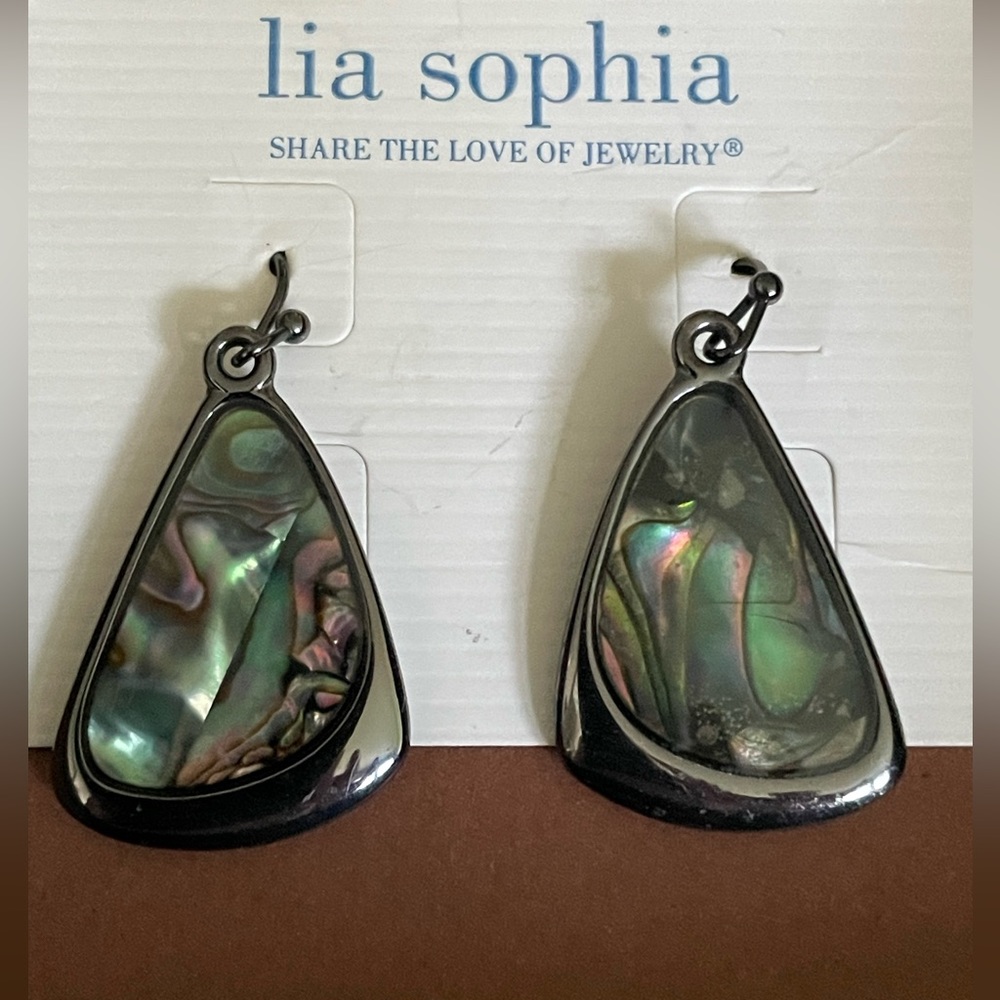 Lia Sophia Abalone earrings, new.